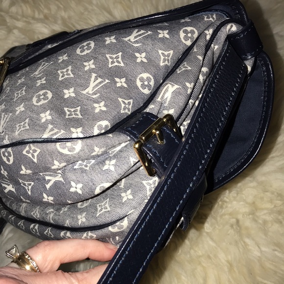 Louis Vuitton Navy Mini Lin Saumur Crossbody Bag - Picture 6 of 14